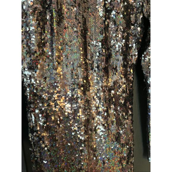 Dress The Population Natalie Long Sleeve Stretch Sequin Midi Sheath Dress XXS - Picture 6 of 9